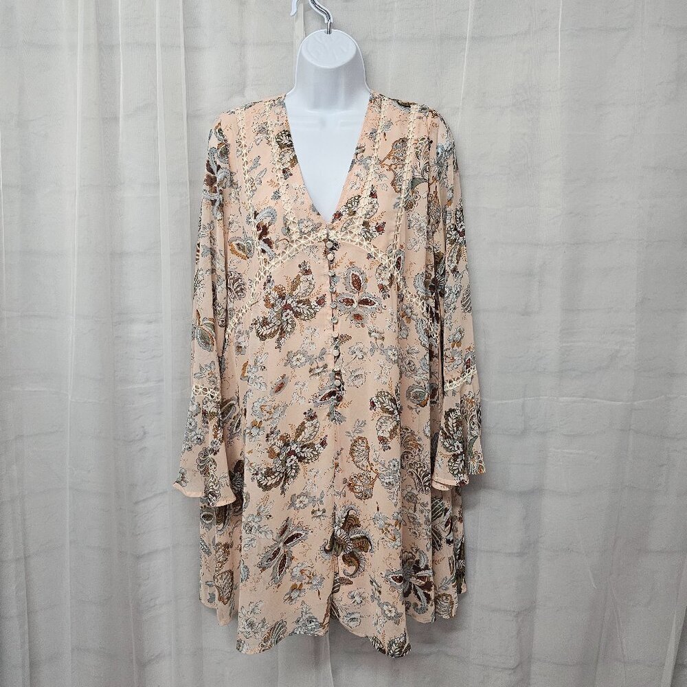 Entro Dress Pink Fairy Peasant Festival Floral Cottage L - Picture 2 of 14